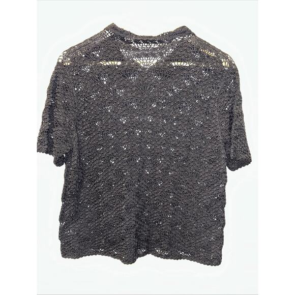 Black Crochet Knit Women's Medium Sweater Witchy Whimsigoth Oversized Goth - Picture 6 of 10